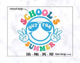La scuola è finita per l'estate SVG-PNG, Ultimo giorno d'estate SVG, Ciao estate SVG, Vacanze estive SVG, Maglietta per le vacanze estive dell'insegnante, Estate preppy