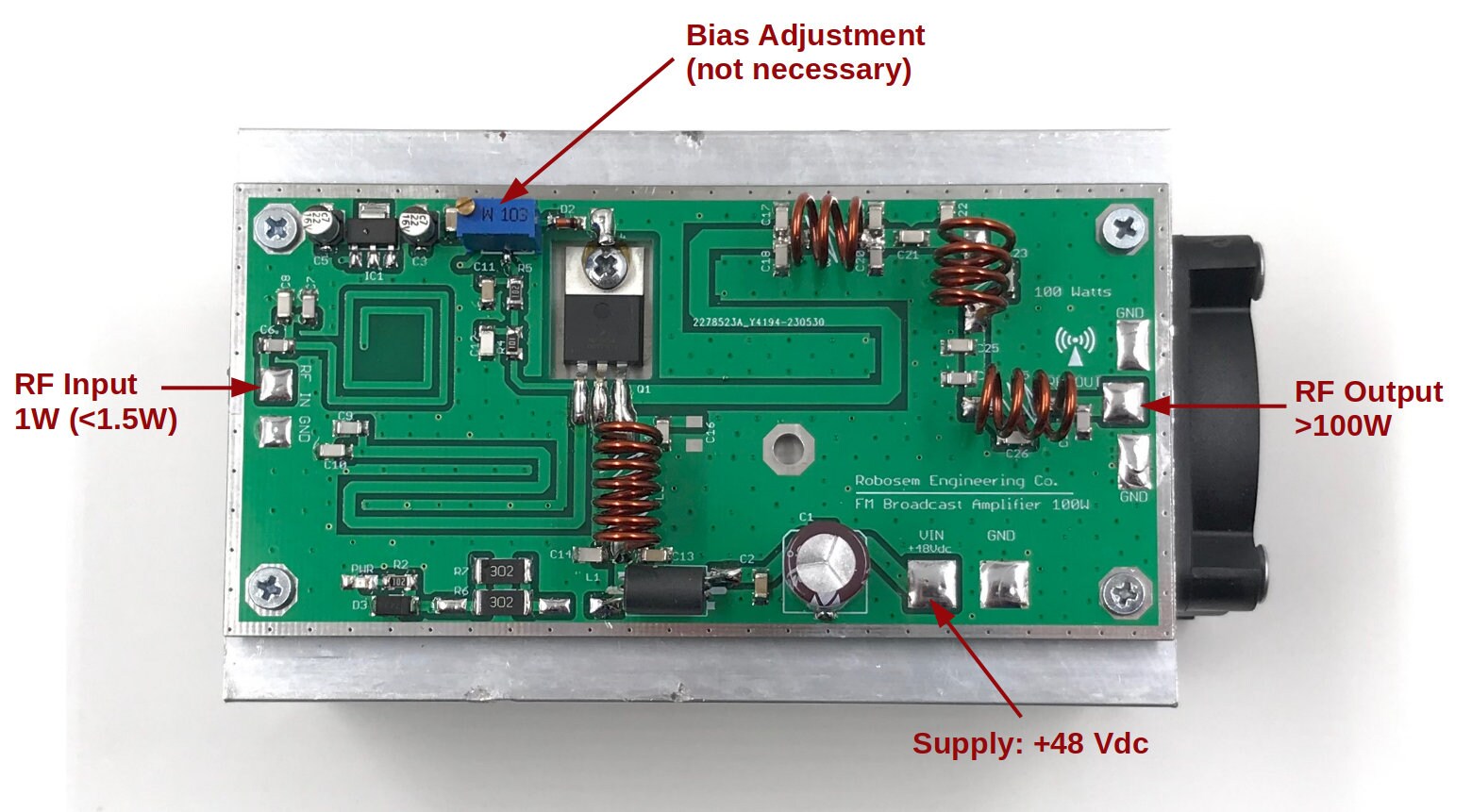 100W FM Power Amplifier FM Transmitter Circuit Board Module 87.5108