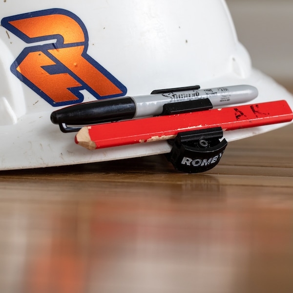 Hard Hat Brim Clip - Carpenter Pencil and Sharpie Holder