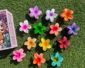 Pastel Hibiscus Flower Hair Claw Clip: Coconut Girl Accessory