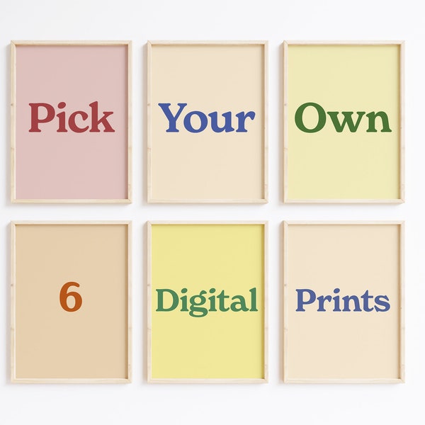 Pick Your Own 6 Digital Prints, Custom Gallery Wall Set, Pick Any 6 Digital Prints, Pick Your Own, Retro Printable Wall Art, Custom Wall Art