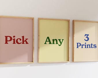 Custom Retro Wall Art Print Bundle, Pick Any 3 (Digital Download)