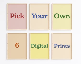 Pick Your Own 6 Digital Prints, Custom Gallery Wall Set, Pick Any 6 Digital Prints, Pick Your Own, Retro Printable Wall Art, Custom Wall Art