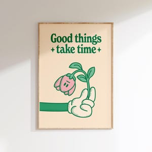 Vintage bloemenprint, retro-botanische muurkunst (digitale download)