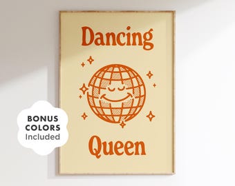 Dancing Queen Disco Ball Print: Retro Party Decor (Digital Download)
