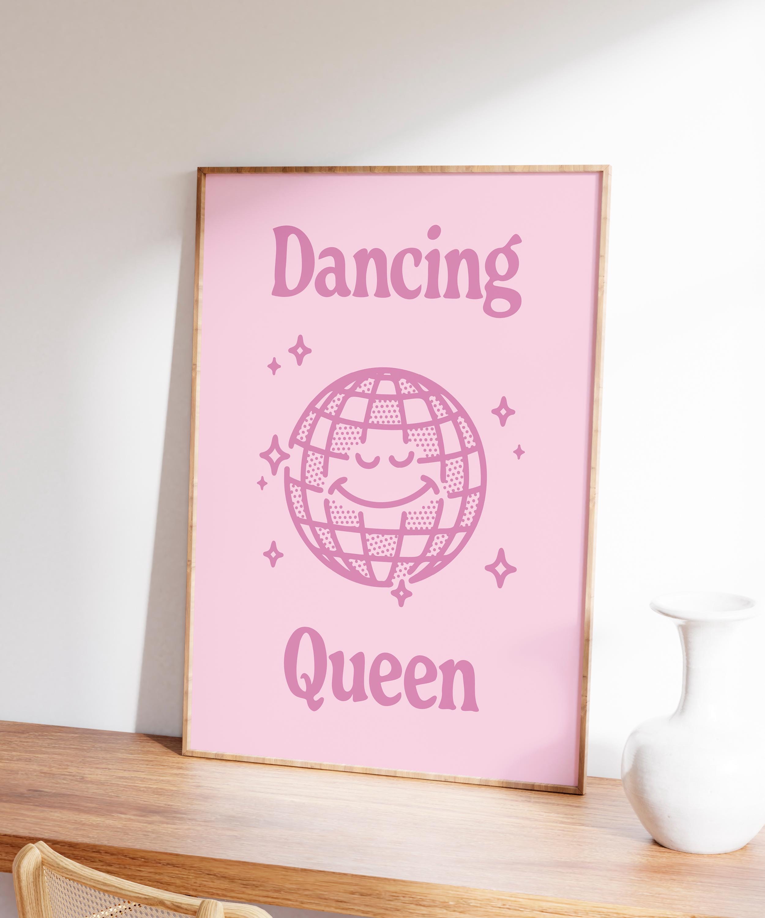 Dancing Queen Disco Poster: 70s Retro Party Mirror Ball Wall Art ...