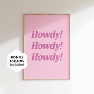 Pink Howdy Print: Retro Western Cowgirl Dorm Decor (Digital Download)