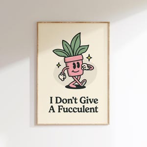 Lustige Sukkulenten Wandkunst, Retro Pflanzen Poster, Botanische druckbare Wanddekoration, Groovy Pflanzenliebhaber Geschenk, Süßer Kaktus Druck, Digital Download
