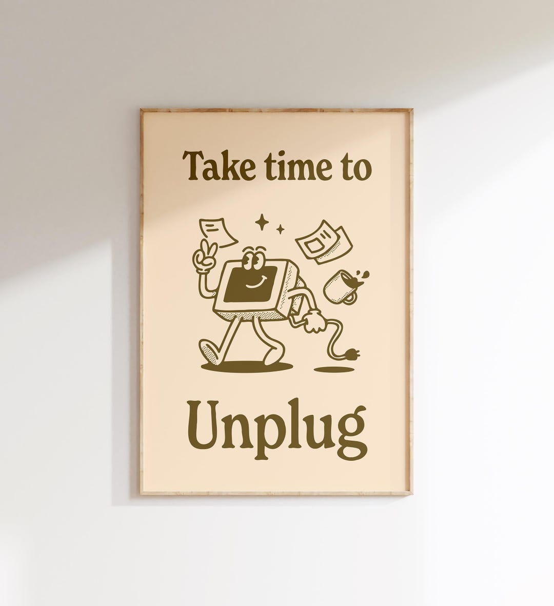 Funny Work Life Balance Wall Art, Retro Unplug Poster for Office ...