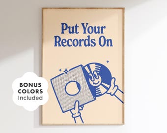 Retro Vinyl Record Poster, Music Room Decor (Digital Download)