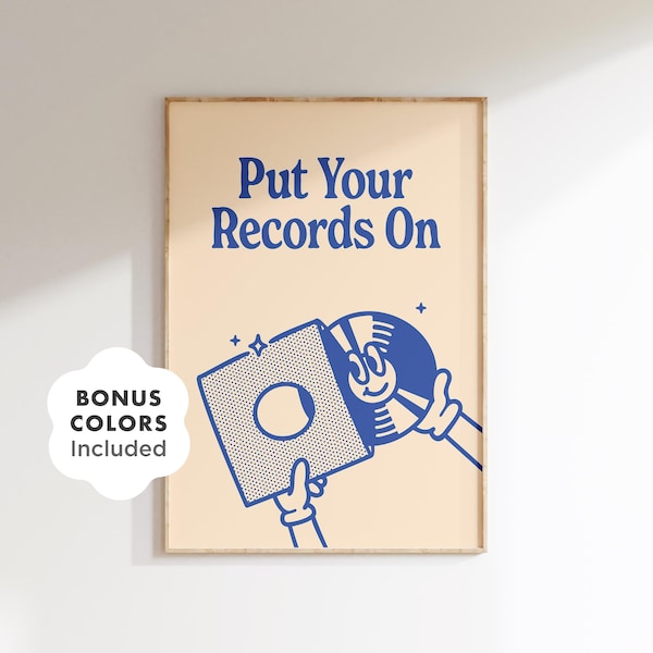 Retro Vinyl Record Poster, Music Room Decor (Digital Download)
