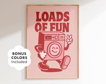 Retro Pink Laundry Room Poster: Funny Vintage Washer Art (Digital Download)