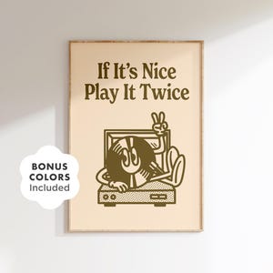 Retro Vinyl Wall Art, Turntable Poster, Record Player Print, Music Lover Gift, Vintage DJ Decor, Funky Home Art for Record Collectors