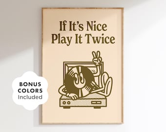 Póster de tocadiscos retro: Arte de vinilo con un toque moderno (descarga digital)