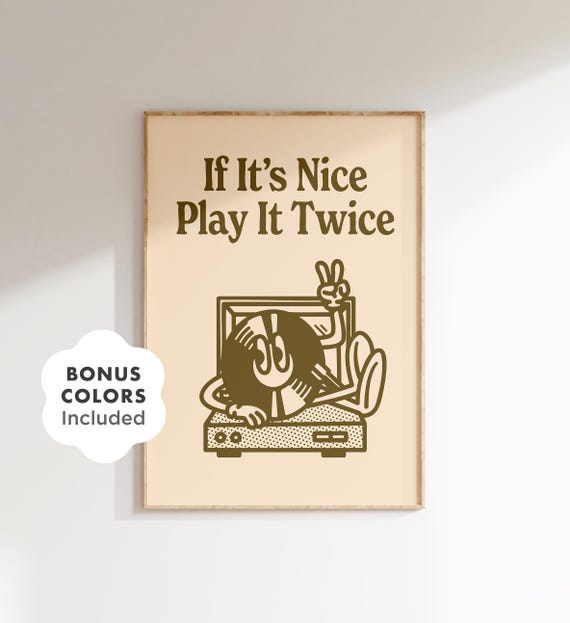 Retro Turntable Poster: Funky Vinyl Record Player Art (Digital Download)