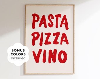 Retro Italian Kitchen Print: Pasta, Pizza, Vino - Foodie Wall Art (Digital Download)