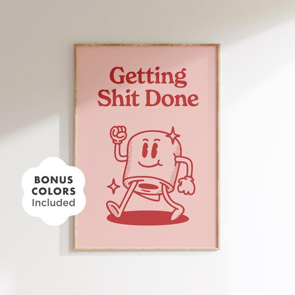Divertido póster motivacional de papel higiénico, arte retro para el baño (descarga digital)