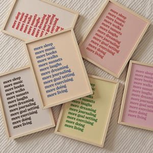 More Sleep More Music More Books More Living Print, Affirmation Poster, Retro Typography Poster, Motivational Poster, Digital Download image 4