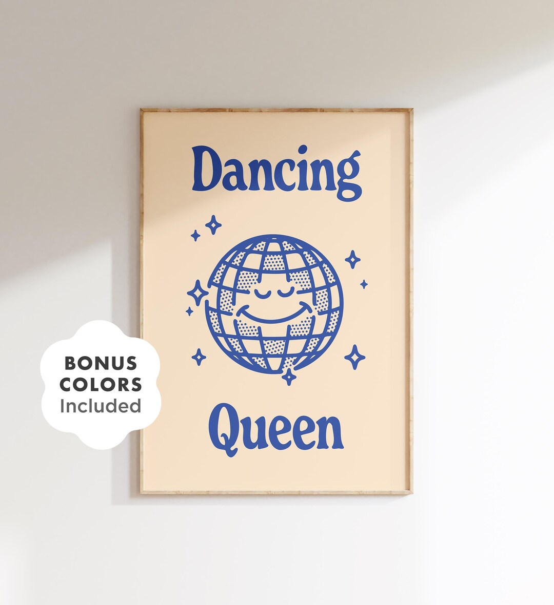 Dancing Queen Disco Poster: 70s Retro Party Mirror Ball Wall Art ...