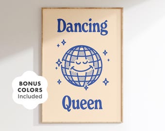 Dancing Queen Disco Poster: 70s Retro Party Mirror Ball Wall Art (Digital Download)