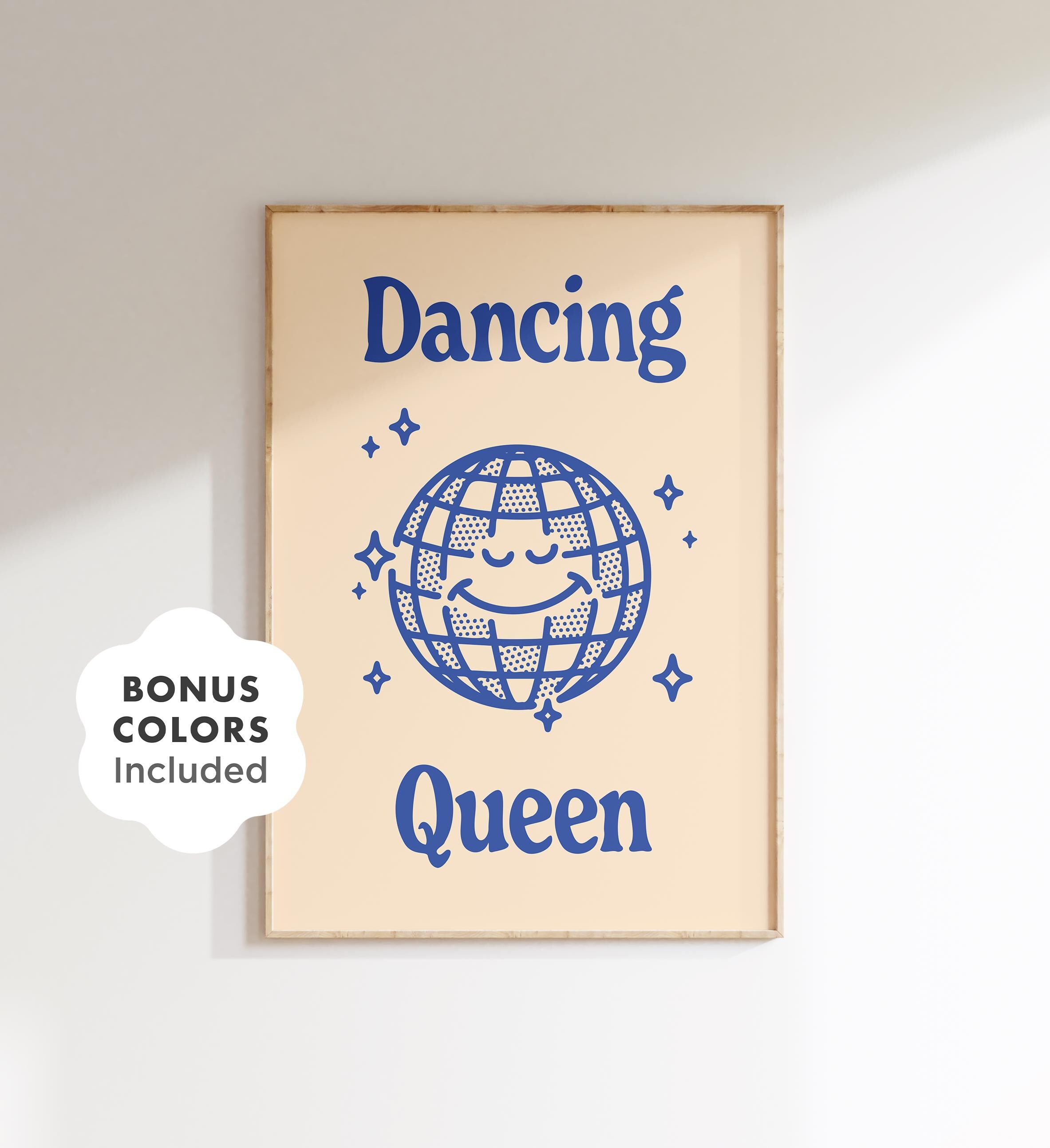 Dancing Queen Disco Poster: 70s Retro Party Mirror Ball Wall Art ...