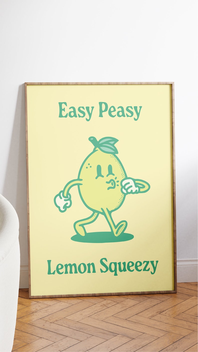 Lemon Retro Wall Art Poster, Downloadable Print, Retro Wall Decor, Large Printable Art, Printable Wall Art, Retro Quote Wall Print, 70s Art image 7