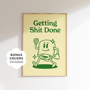 Funny Bathroom Wall Art, Get Things Done Poster for Office, Toilet Decor, Printable Toilet Paper Quote, Retro Humor Digital Download