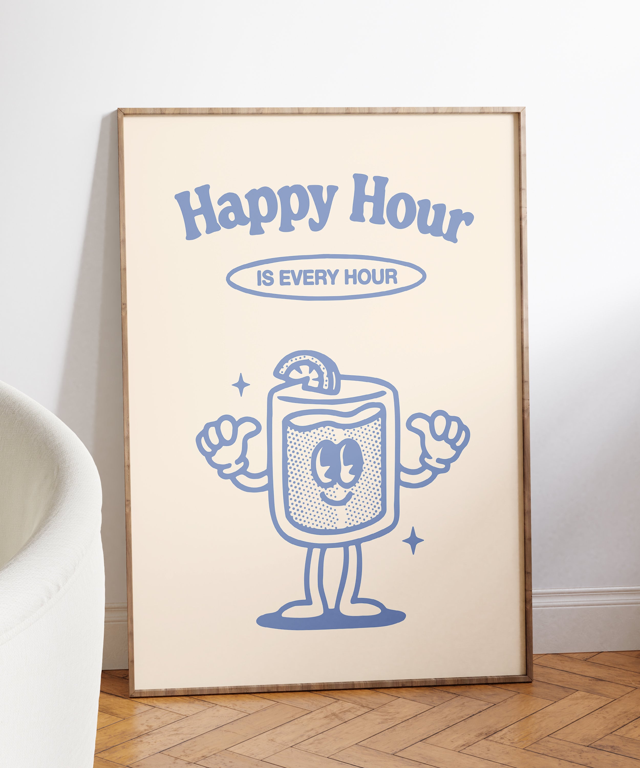 Retro Happy Hour Art Retro Wall Art Downloadable Wall Art - Etsy