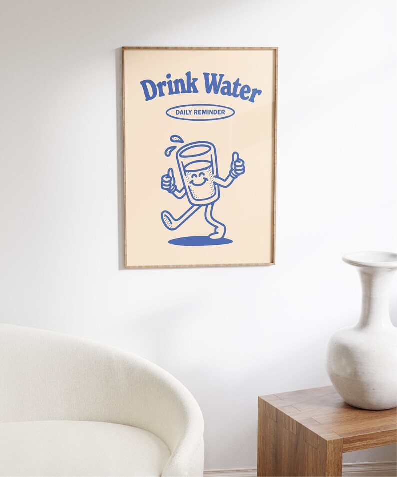 Set of 3 Printable Wall Art Royal Blue Wall Art Retro Etsy