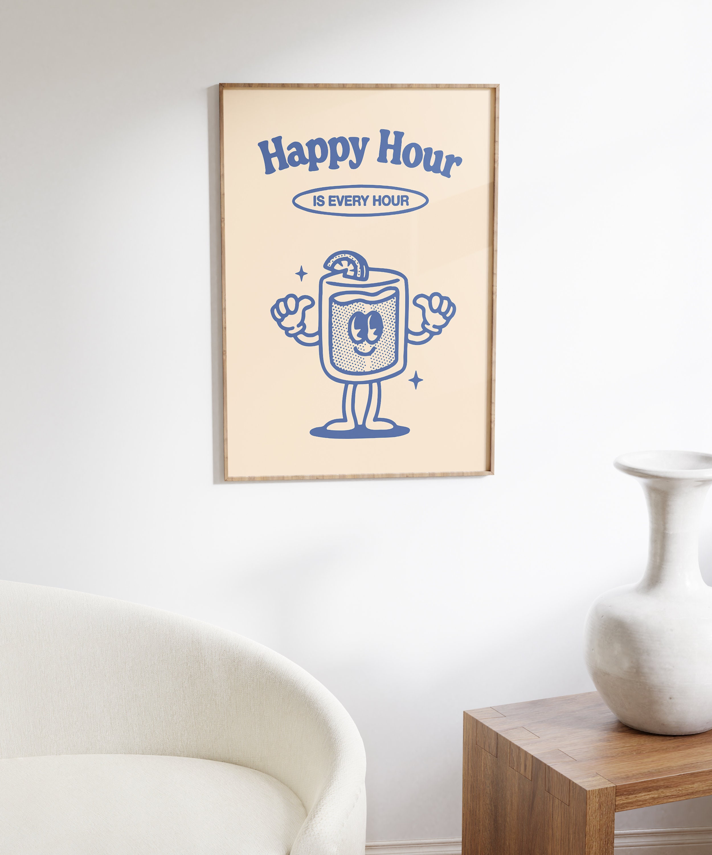 Retro Happy Hour Art Retro Wall Art Downloadable Wall Art - Etsy