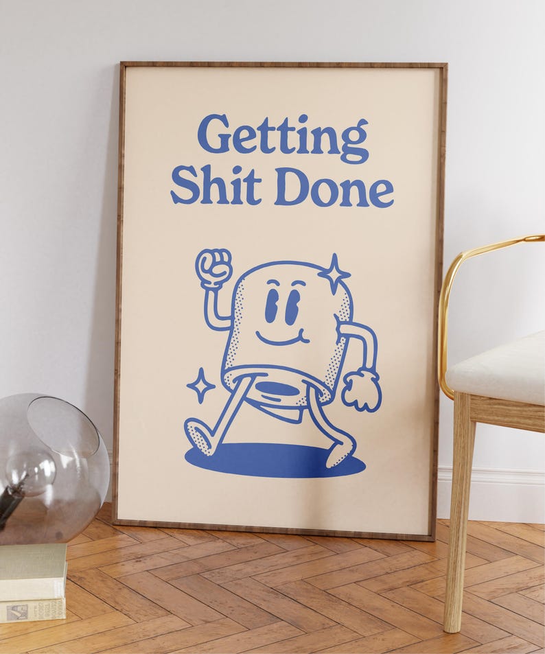 Funny Toilet Paper Motivational Poster, Retro Bathroom Art (digital ...