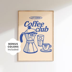 Impresión de cafetera moka retro: Arte mural de cafetería con estilo (descarga digital)