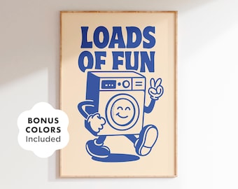 Funny Laundry Room Poster: Retro Washing Machine Art (Digital Download)