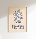 Funny Plant Wall Art Printable, Blue Retro Succulent Poster for Dorm, Office or Bedroom, Digital Download with Sassy Plant Quote Decor