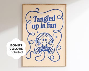 Knitting Poster: Funny Yarn Ball Wall Art for Craft Room (Digital Download)