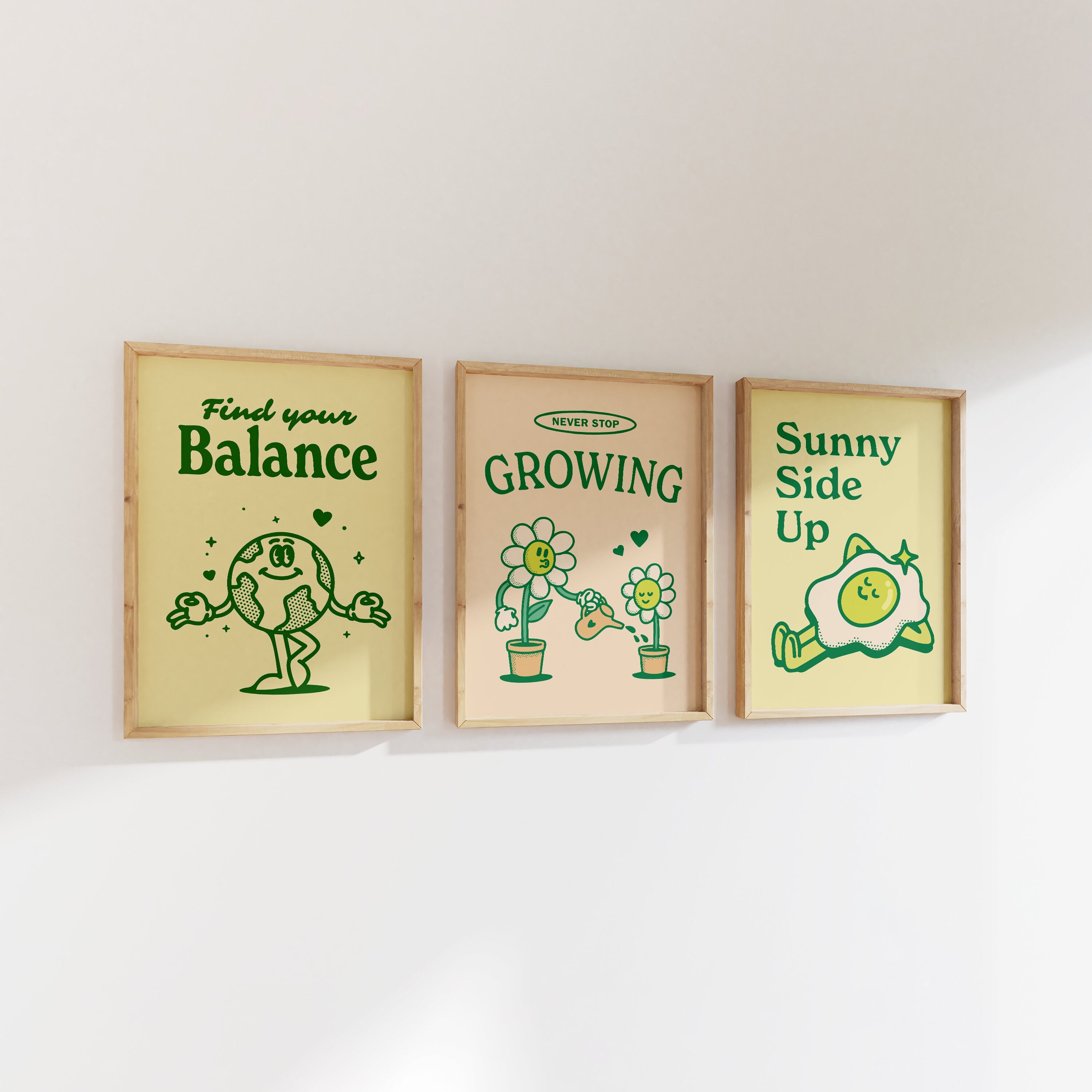 Set of 3 Retro Prints Living Room Wall Art Retro Wall Art - Etsy