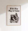 Retro Vinyl Wall Art Printable, Record Player Poster for Office, Studio or Music Room, Digital Download for Audiophiles, Play It Twice Quote