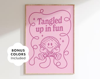 Pink Knitting Poster: Funny Yarn Ball Art for Craft Room (Digital Download)