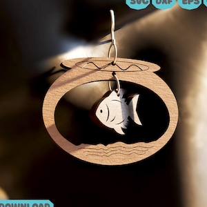 Fish in a Bowl Dangle Earring SVG