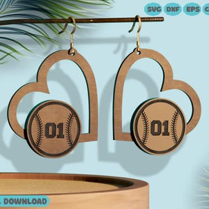 Earring Baseball Mom SVG Lasercut File