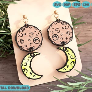 Moon Earrings Laser Cut Svg