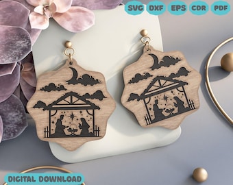 Nativity Scene Earring Laser Cut File