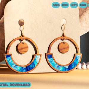Boho Half Round Hoop Inlay Earring Laser Digital Download
