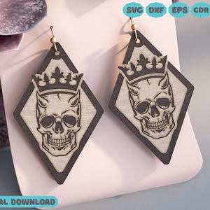 Skull King Earrings Laser Cut File