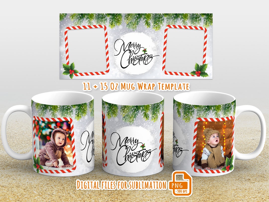 Christmas Mug Wrap, 11oz and 15oz Mug Png, Christmas Photo Mug Template