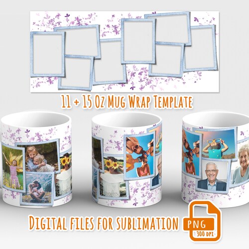Photo Collage Mug Photo Template for Mug Sublimation Photo Etsy Photo Collage Mug Photo Template for Mug Sublimation Photo Etsy
