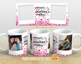 Valentines Day Photo mug png wrap, Picture mug template for sublimation 11 and 15 oz