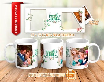 Fotobecher wickeln png, Bildbecherschablone für Sublimation 11 und 15 oz, Becherwrap mit Foto