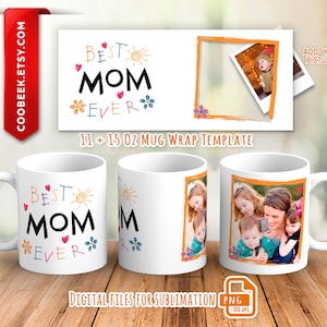 Photo mug wrap png, Picture mug template for sublimation 11 and 15 oz, mug wrap with photo