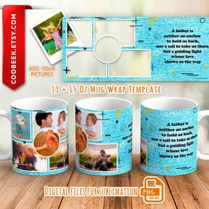 Father&#39;s Mug, Personalized Photo Mug Wrap, Picture Mug Template 11 15 oz, Custom Photo Collage Mug Wrap PNG, Father&#39;s Day Gift Personalized